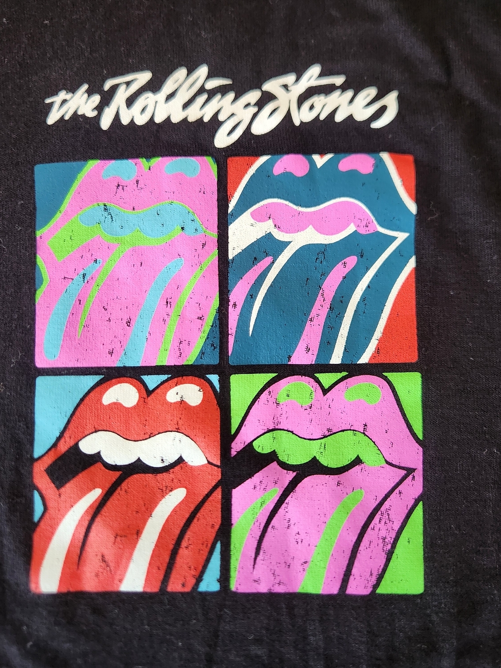 Women's The Rolling Stones Black  Cropped Tee Size Large Multicolor Pop Art